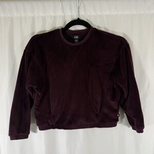 Athelta Girl Sweater Girls XS 6 Purple Fleece Soft Pullover Crew Neck Pockets